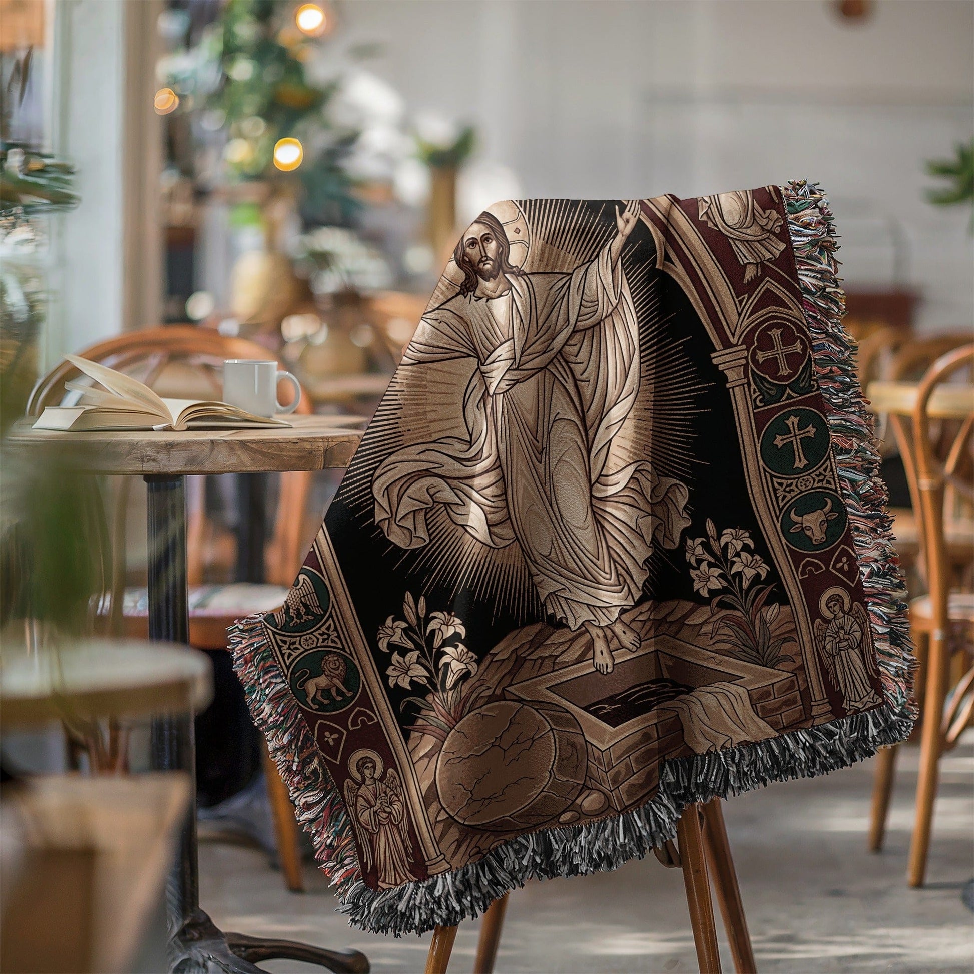 Inspirational Resurrection Scene Tapestry Blanket