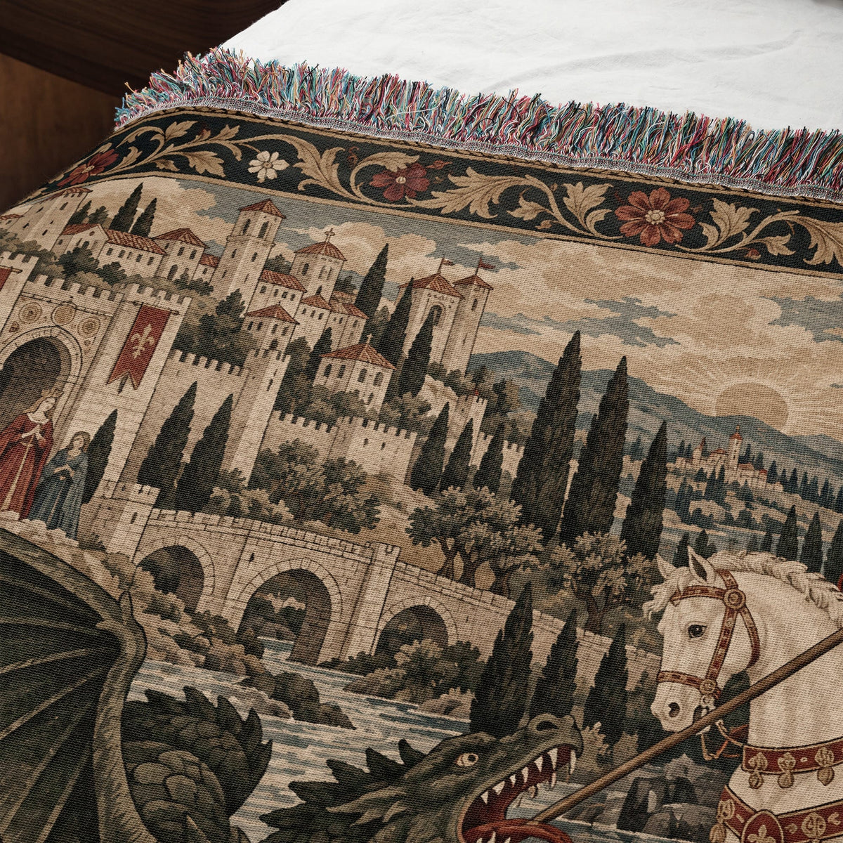 CalmNestStyle Saint George Before the Walled Town jacquard woven blanket