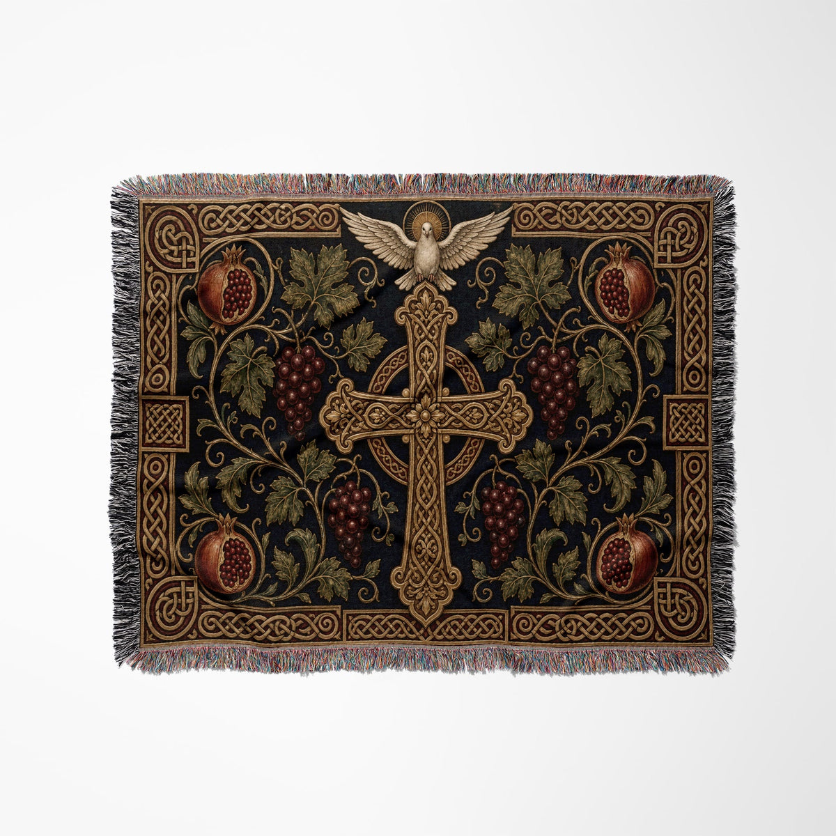 CalmNestStyle Cross of the True Vine jacquard woven blanket