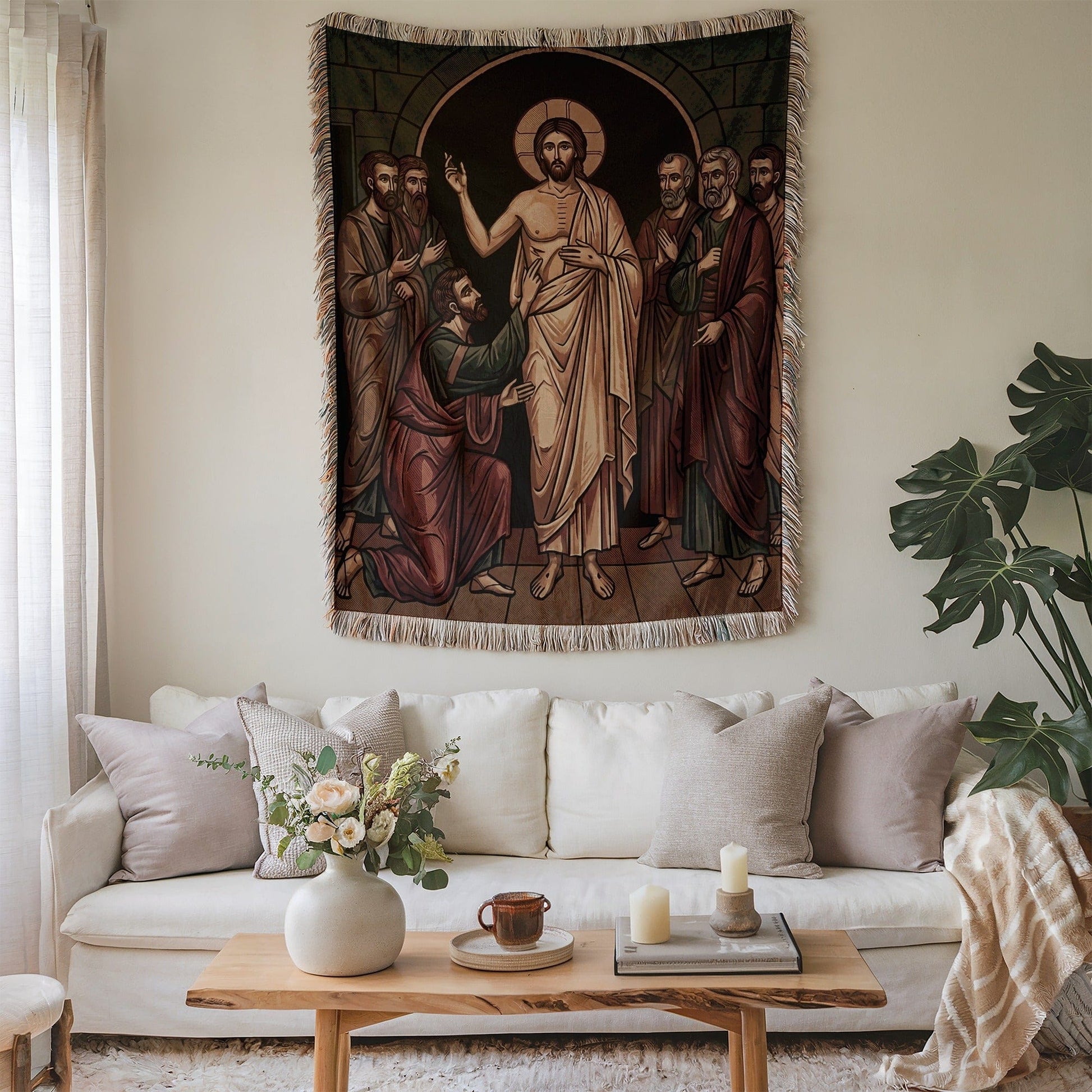 Religious Art Wall Hanging Depicting Jesus and Apostles