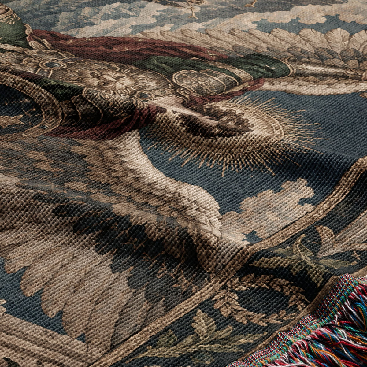CalmNestStyle Saint Michael and the Dragon jacquard woven blanket
