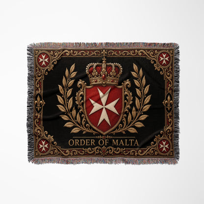 CalmNestStyle Order of Malta Crown and Gold Laurel Woven Blanket jacquard woven blanket