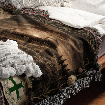 MyDesigns Saint Lazarus I Green Maltese Cross at Jerusalem jacquard woven blanket