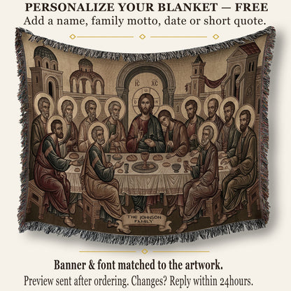 MyDesigns Holy City Last Supper Horizontal Tapestry - Byzantine Icon jacquard woven blanket