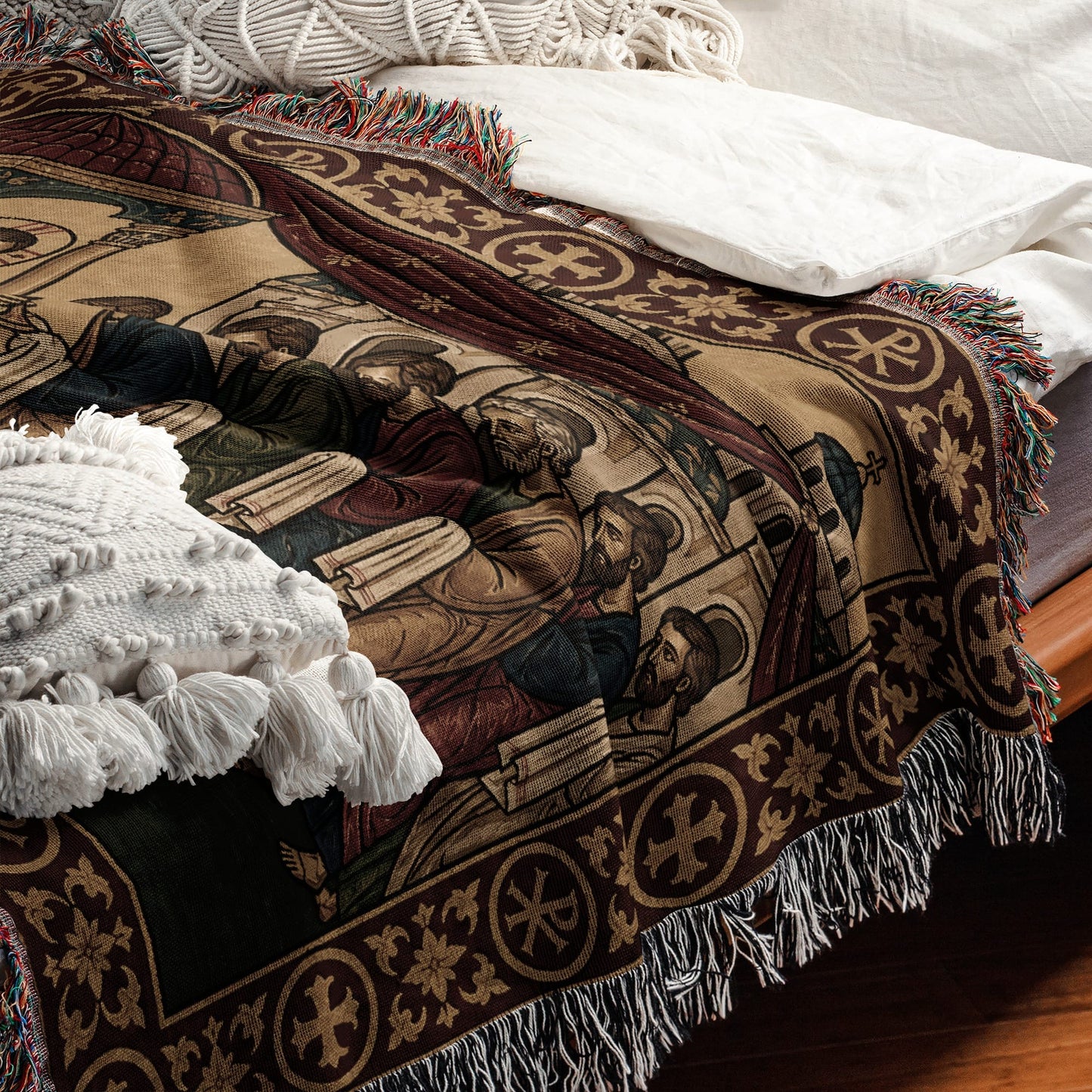 MyDesigns Personalized Byzantine Horizontal Tapestry - Communion Apostles jacquard woven blanket