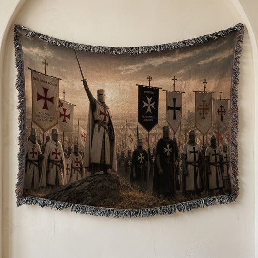 CalmNestStyle Non Nobis Domine Templar Knights jacquard woven blanket