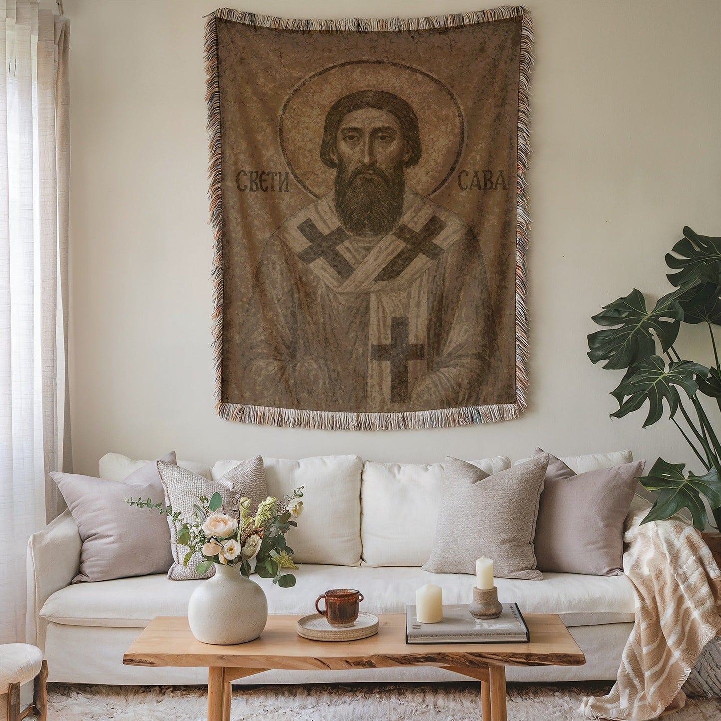 Decorative Wall Art Tapestry of Saint Sava