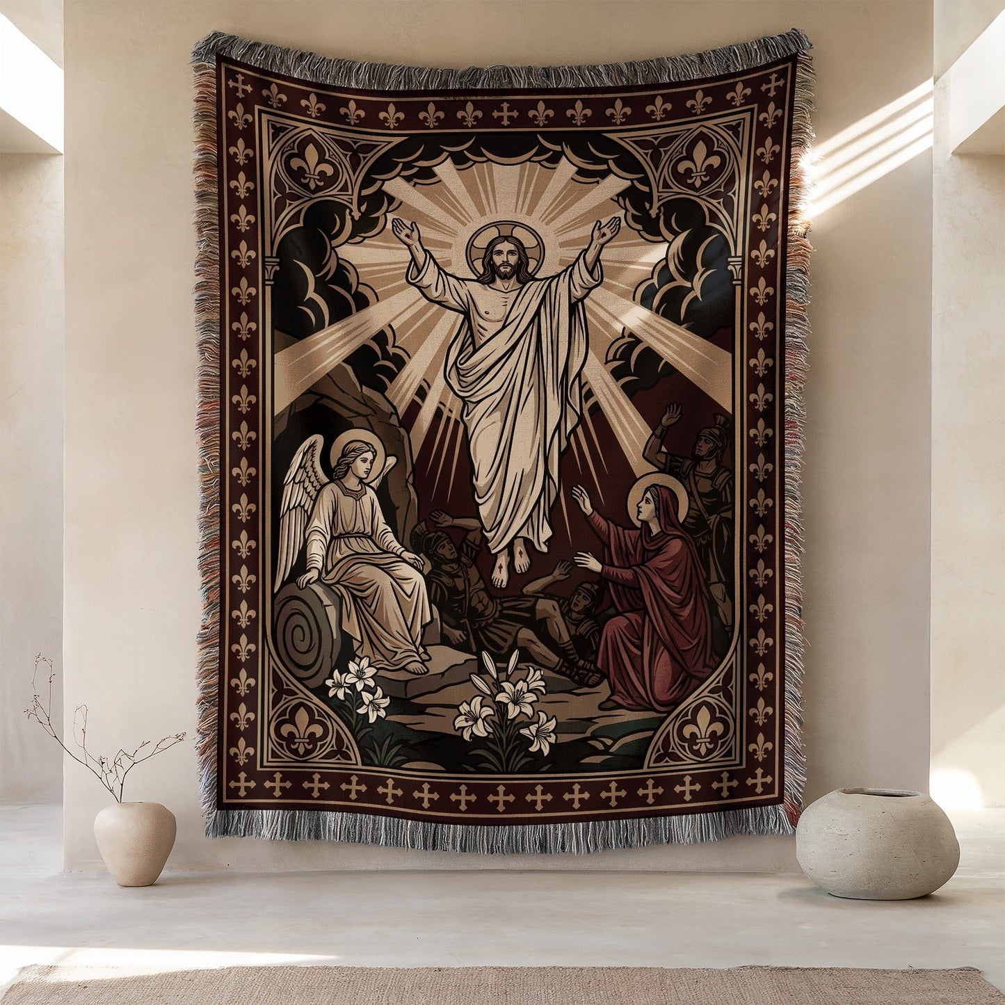 Resurrection Scene with Angels Wall Hanging Tapestry