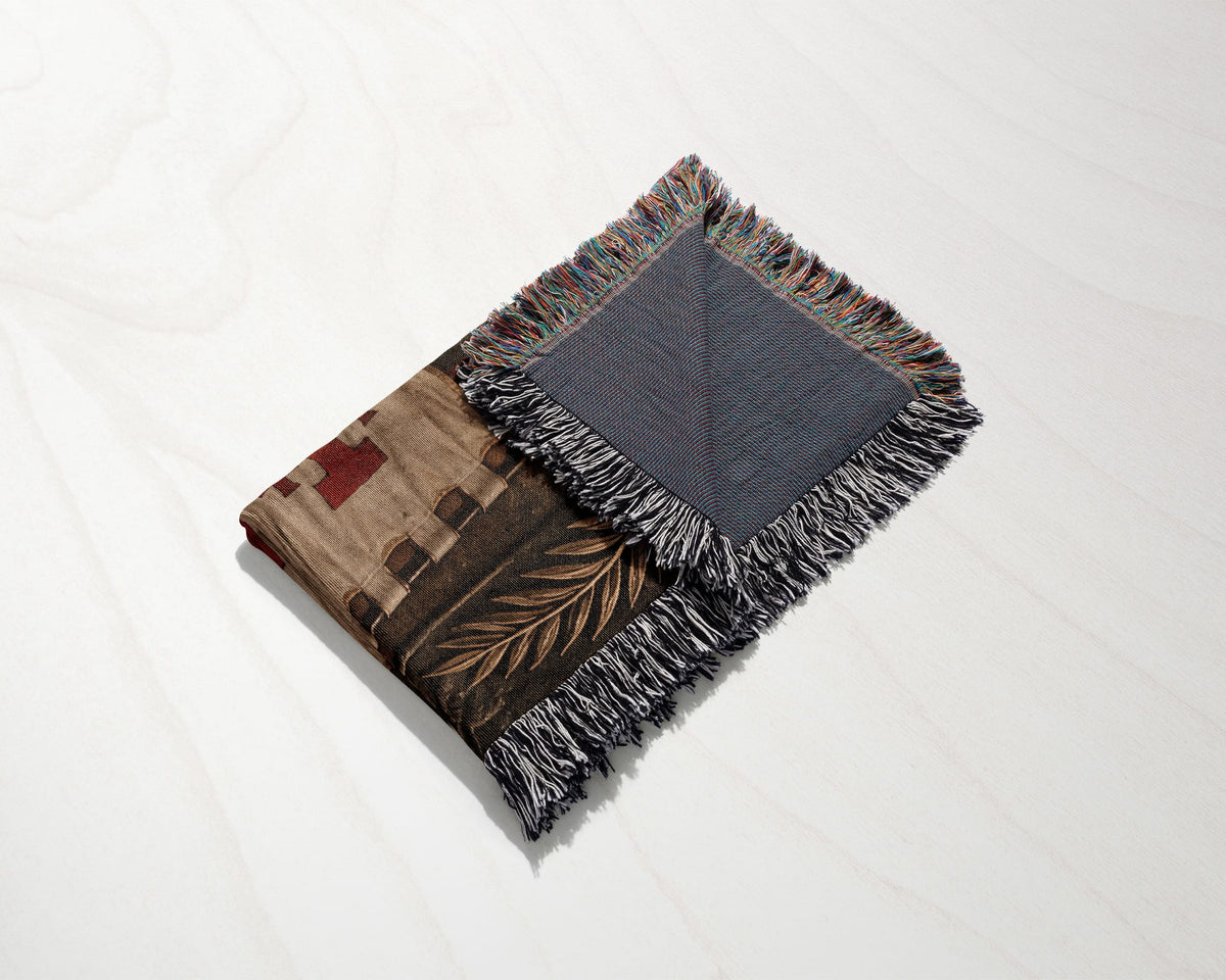 MyDesigns Jerusalem Cross Banners – The Torchlit Gate jacquard woven blanket