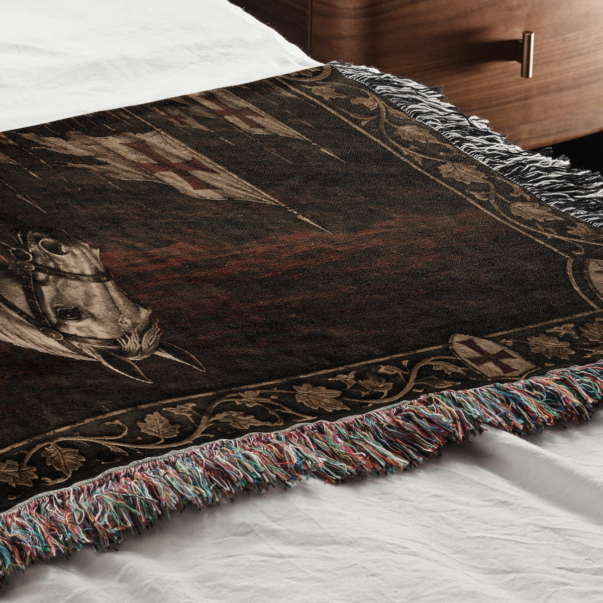 MyDesigns Templar and Warhorse at Dusk jacquard woven blanket