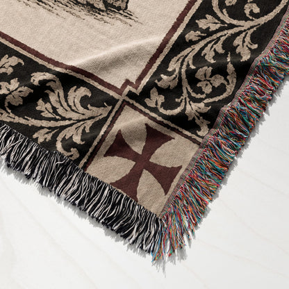CalmNestStyle Templar Knight Standing Guard Woven Blanket jacquard woven blanket