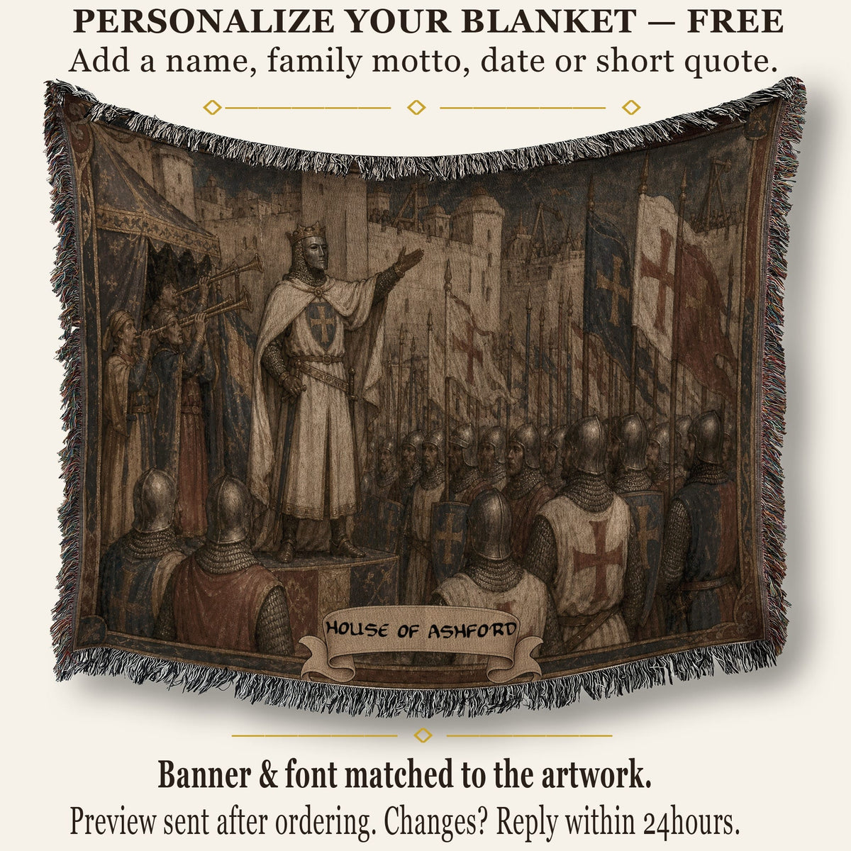 CalmNestStyle Baldwin IV Before the Walls jacquard woven blanket