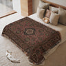 Elaborate Floral Center Piece in Rose Persian Rug Woven Blanket
