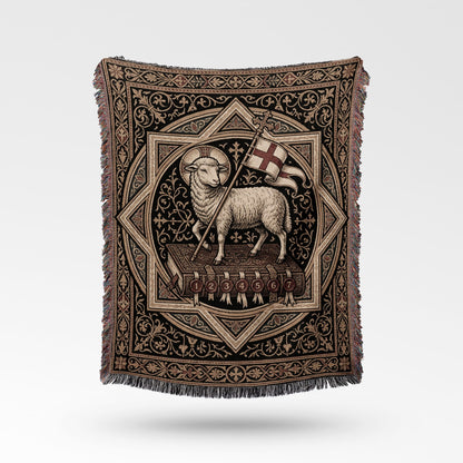CalmNestStyle Agnus Dei Sacred Art Woven Blanket jacquard woven blanket