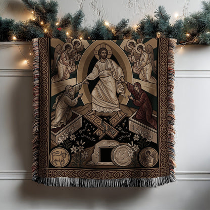Religious Resurrection Scene Tapestry Blanket Decor