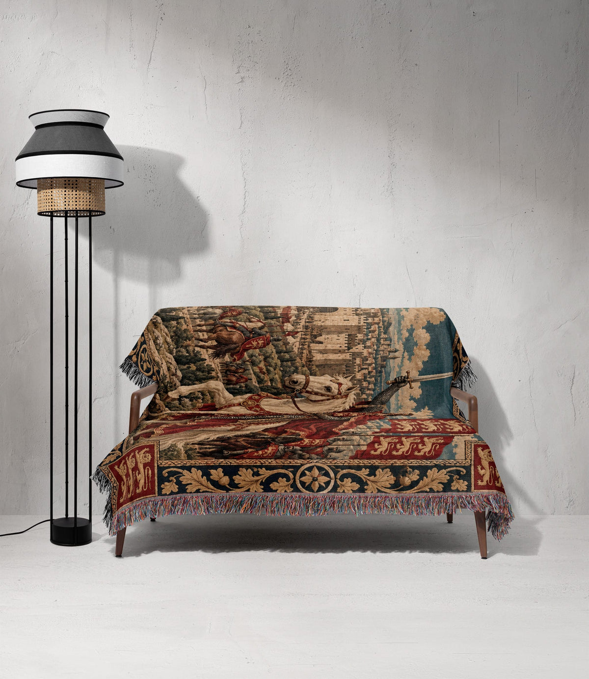 CalmNestStyle Richard the Lionheart Charging jacquard woven blanket