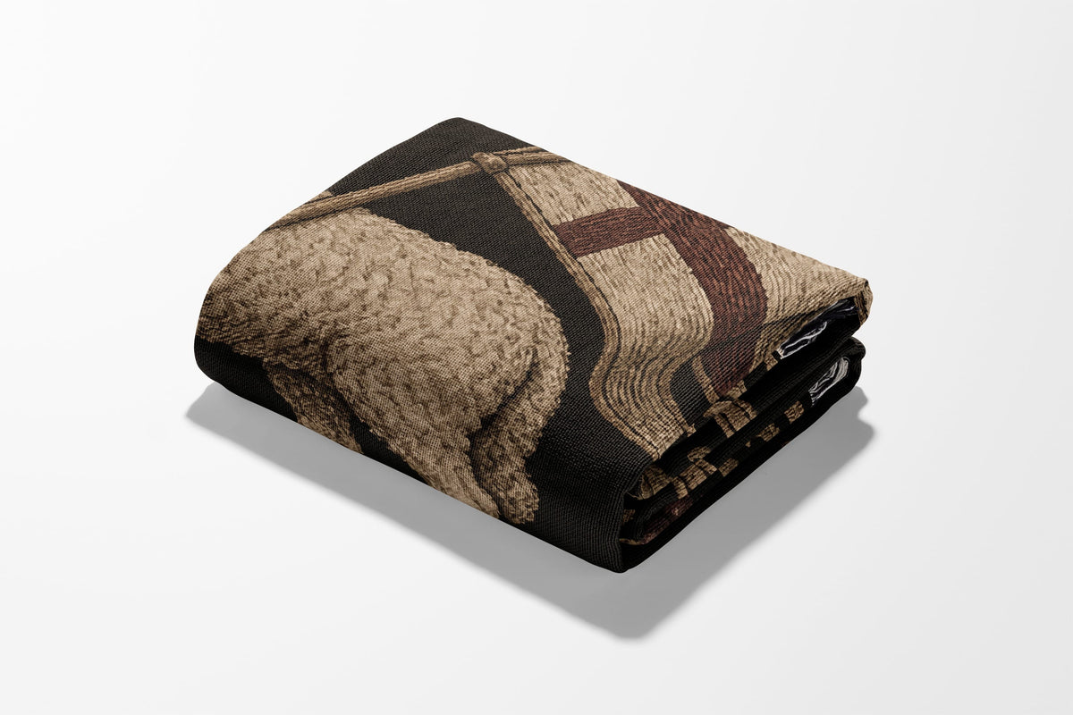 CalmNestStyle Dark Academia Lamb Icon Woven Blanket jacquard woven blanket