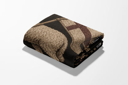 CalmNestStyle Dark Academia Lamb Icon Woven Blanket jacquard woven blanket