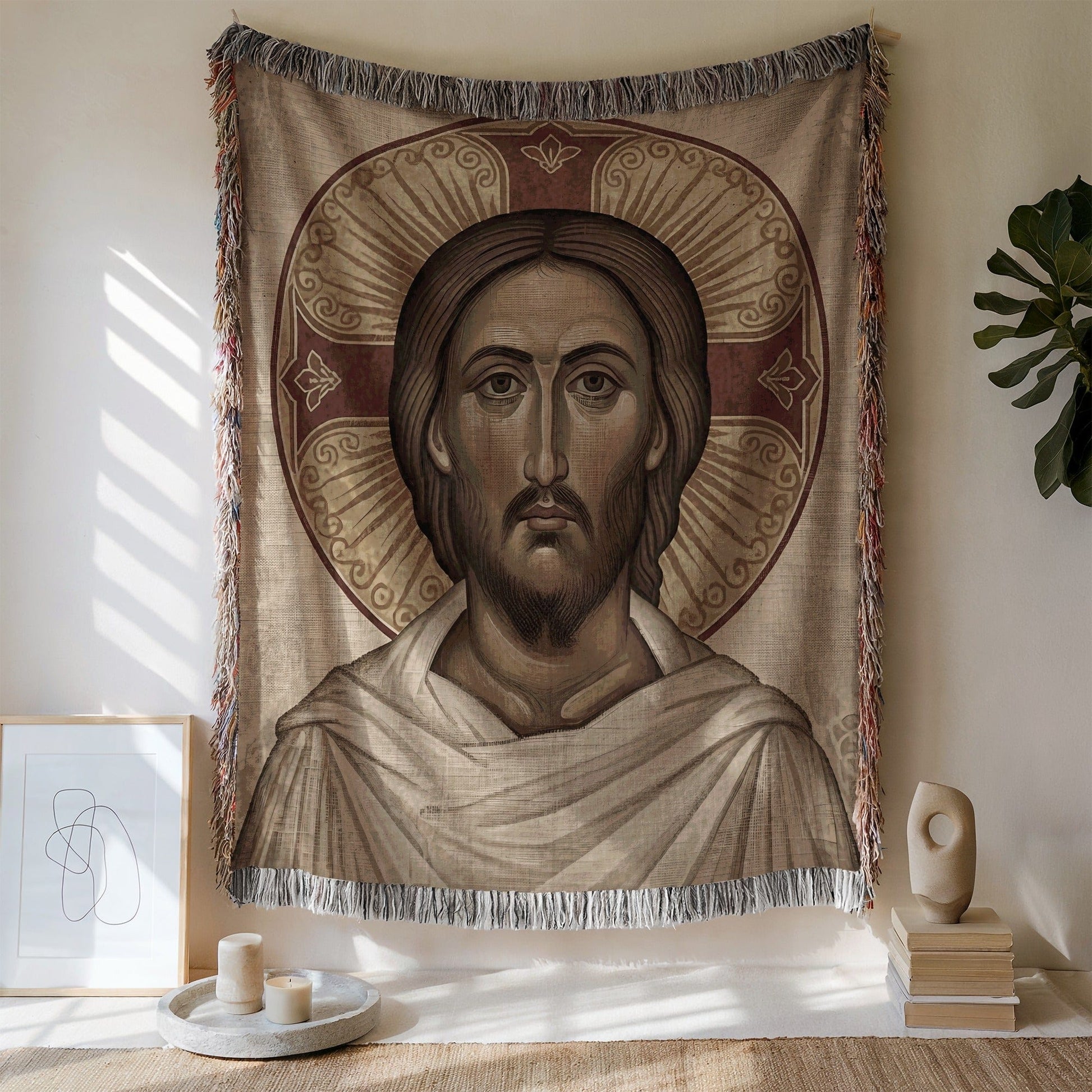 Majestic Jesus Artwork Woven Wall Hanging Tapestry