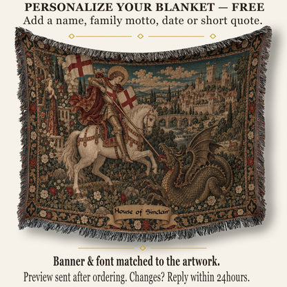 CalmNestStyle Saint George The Red Cross Banner jacquard woven blanket