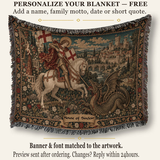 CalmNestStyle Saint George The Red Cross Banner jacquard woven blanket