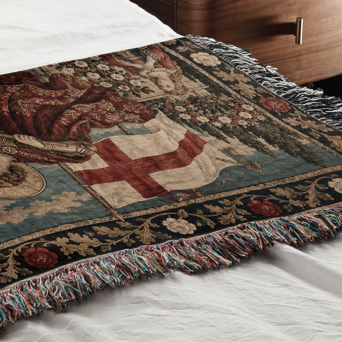 CalmNestStyle Saint George Under the English Flag jacquard woven blanket