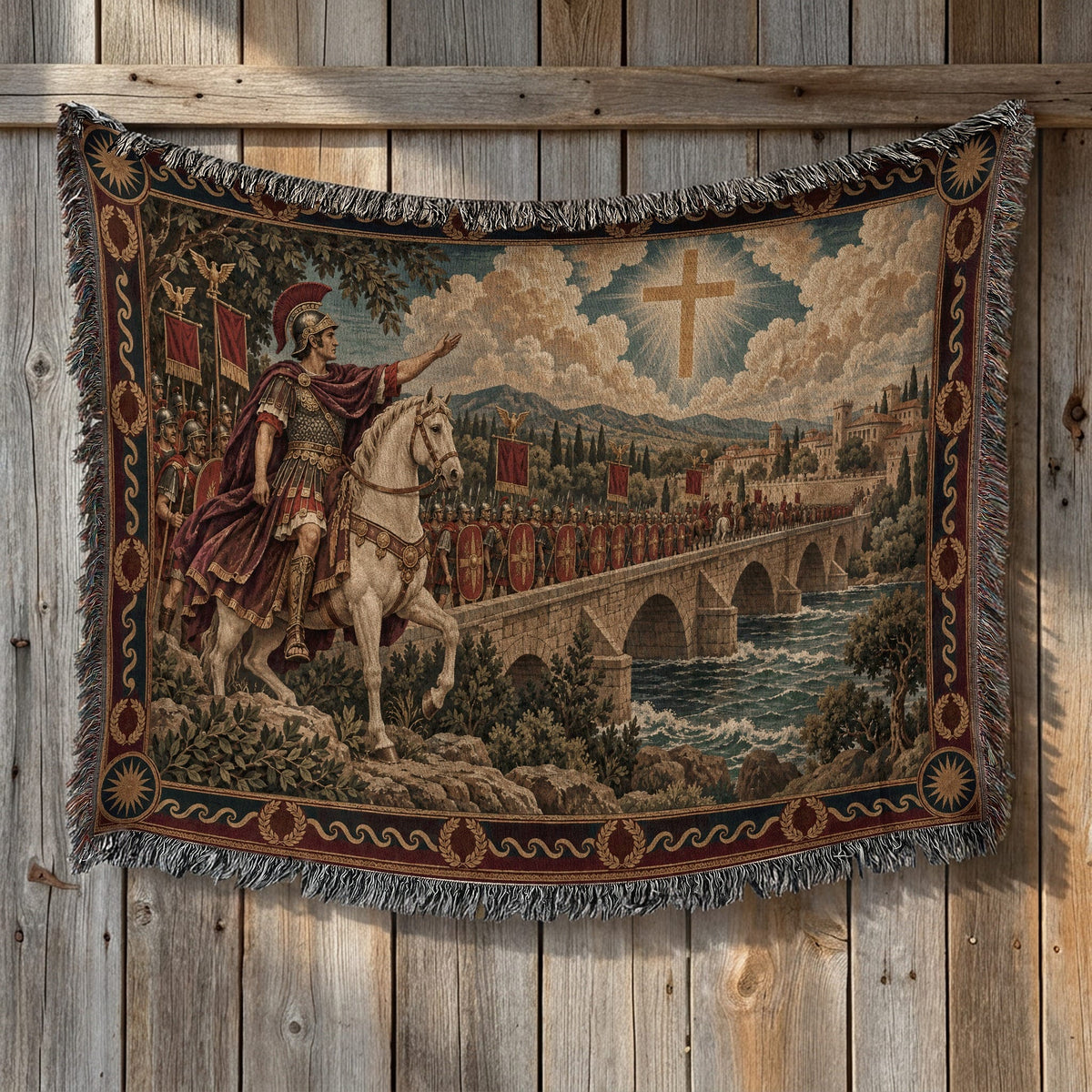 CalmNestStyle Constantine Vision of the Cross jacquard woven blanket