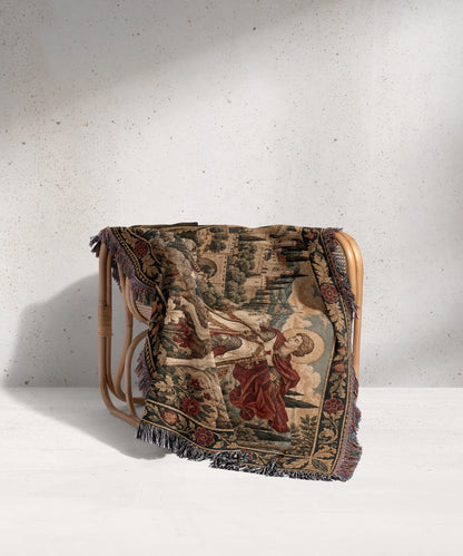 CalmNestStyle Saint George The White Horse jacquard woven blanket