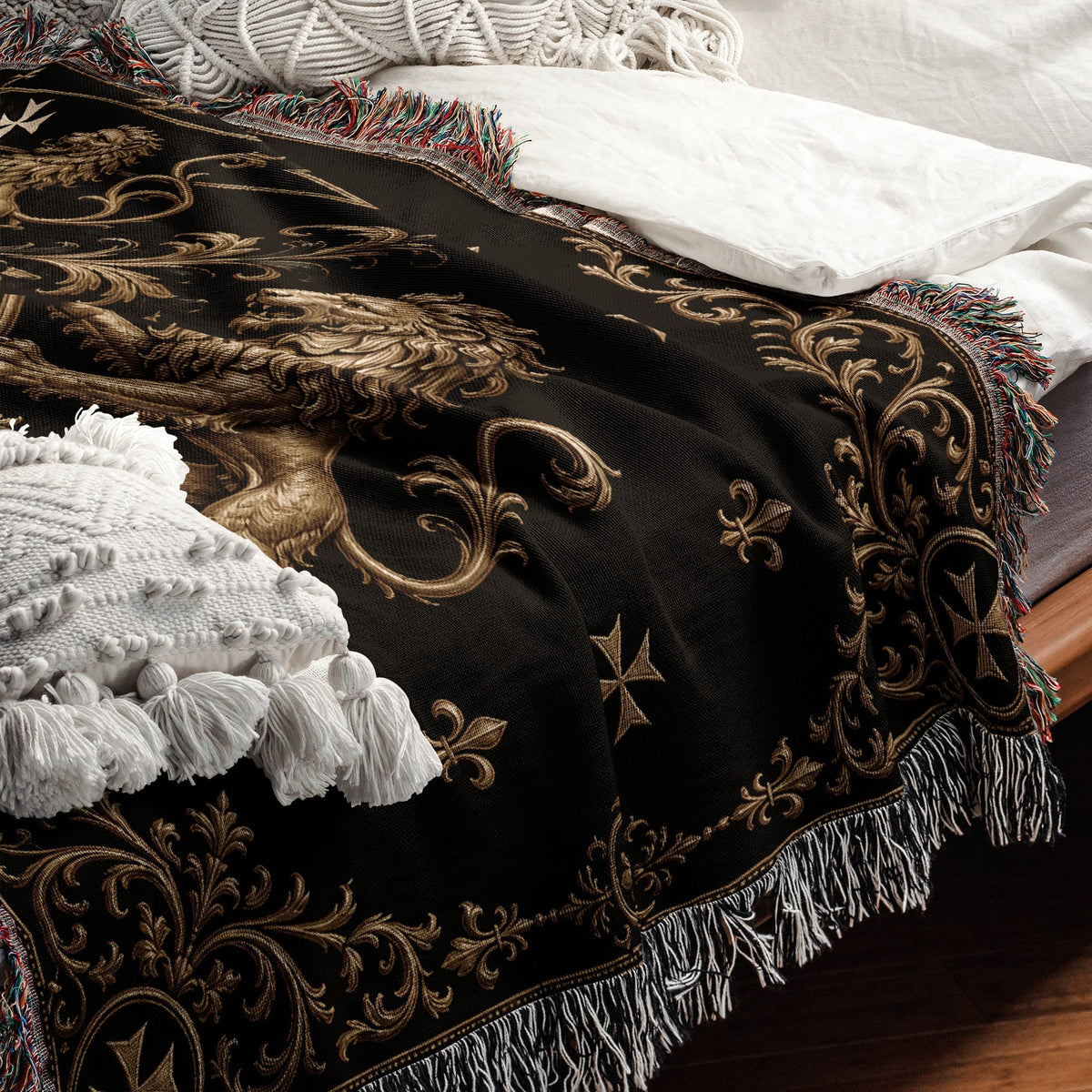 CalmNestStyle Order of Saint John Hospitallers Gold Banner Crest Woven Blanket jacquard woven blanket