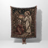 Sacred Encounter Jesus Woman Kneeling Floral Night Sky Woven Blanket