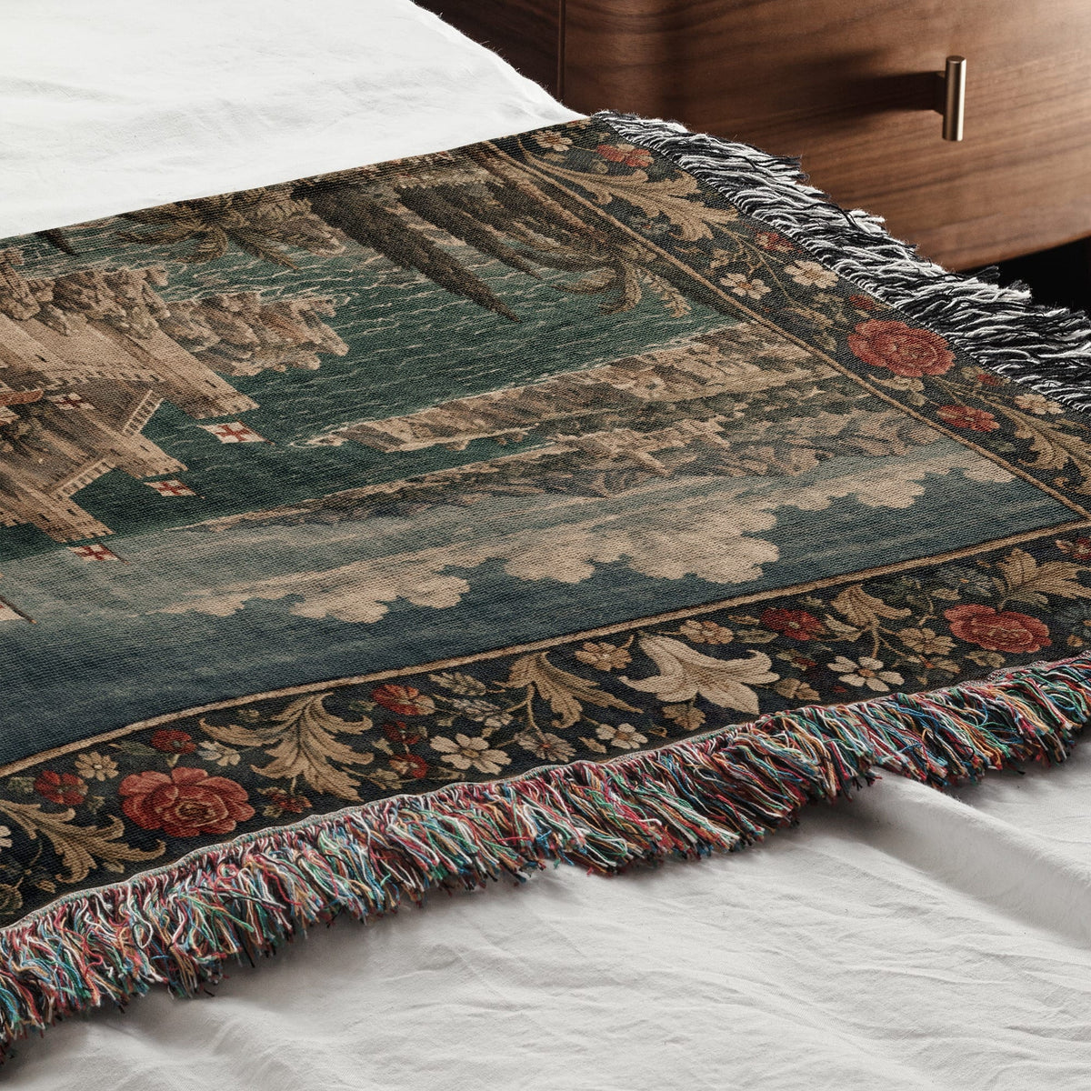 CalmNestStyle Harbor Fortress I Crusader Camp by the Sea jacquard woven blanket