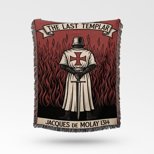 The Last Templar Jacques de Molay 1314 blanket with flames.