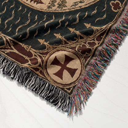 CalmNestStyle Mappa Mundi I Crowned Jerusalem jacquard woven blanket