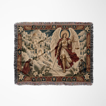 CalmNestStyle Saint Michael the Archangel With Scales jacquard woven blanket