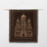 Manastir Gracanica Orthodox Church Brown Border Woven Blanket
