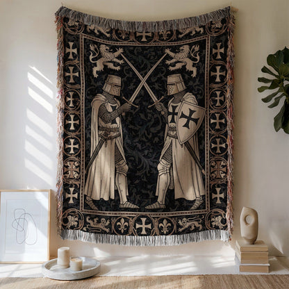 Medieval Knights and Fleur-de-Lis Tapestry Wall Art
