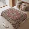 Pink Floral Accent Center Design Persian Rug Woven Blanket