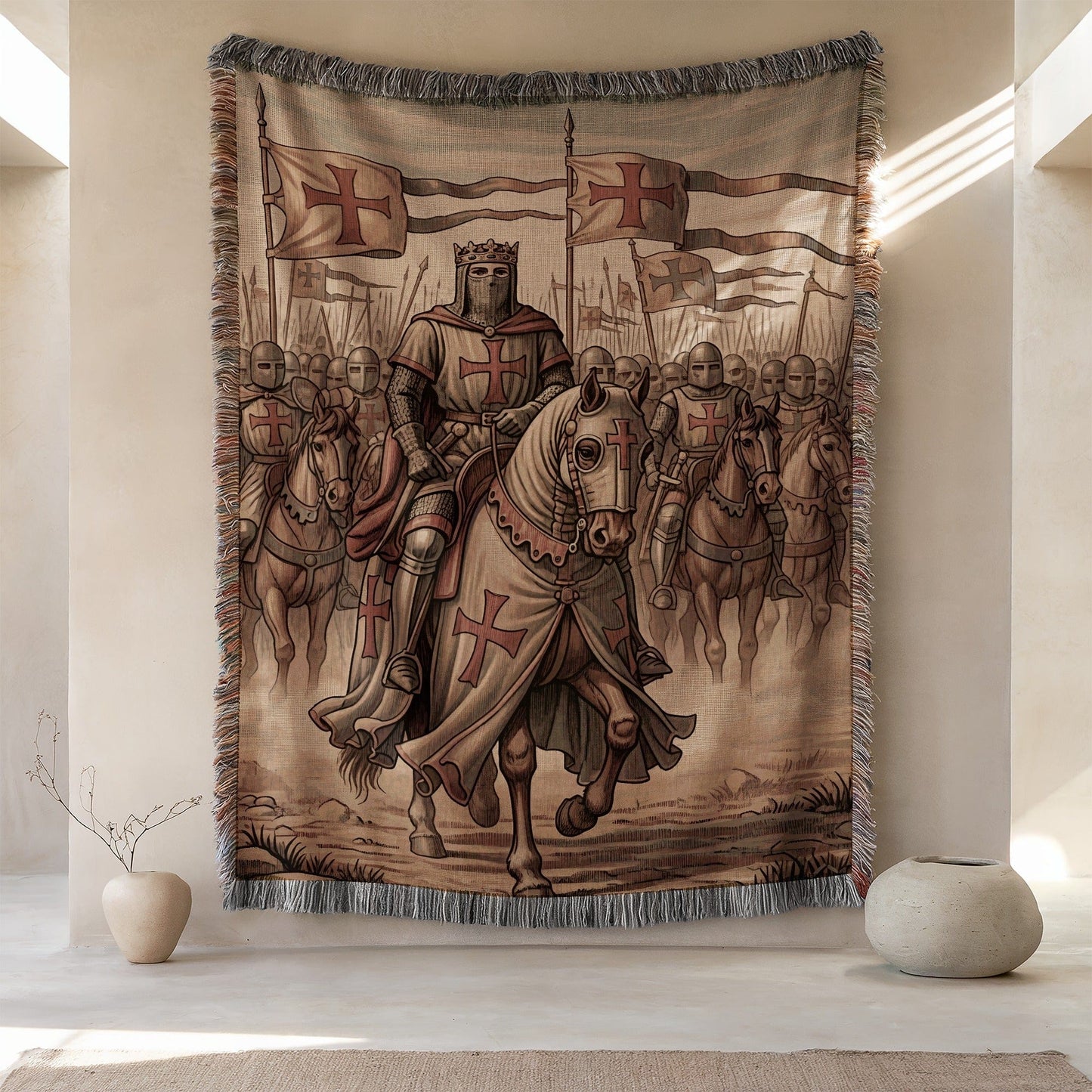 Medieval Knights Templar Tapestry Wall Art Decor