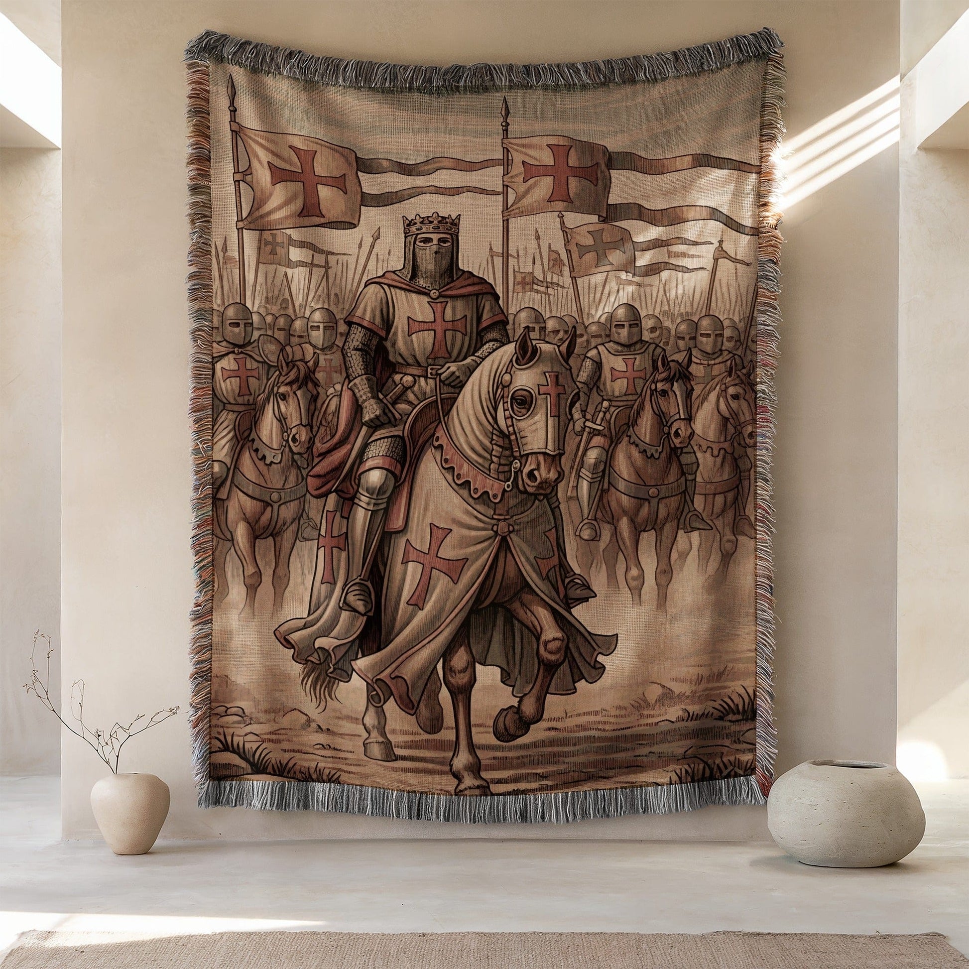 Medieval Knights Templar Tapestry Wall Art Decor