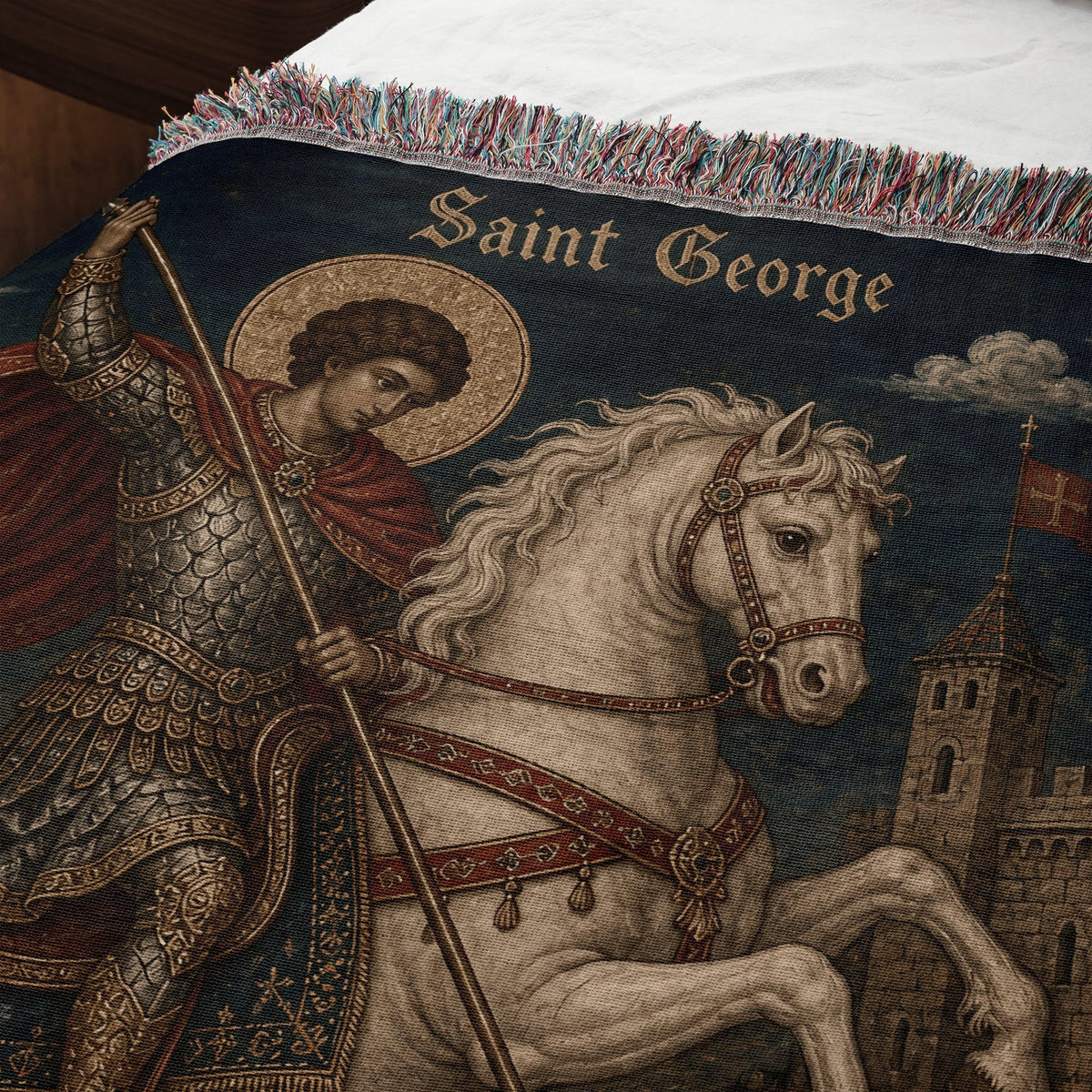 CalmNestStyle Saint George The Arched Icon jacquard woven blanket