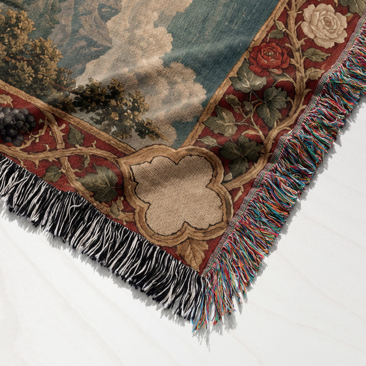 CalmNestStyle Sacred Heart of Jesus in the Heavenly Garden jacquard woven blanket