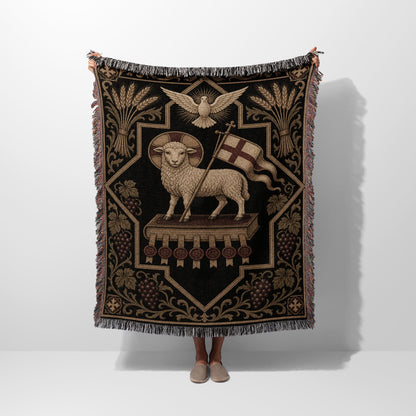 CalmNestStyle Dark Academia Lamb Icon Woven Blanket jacquard woven blanket