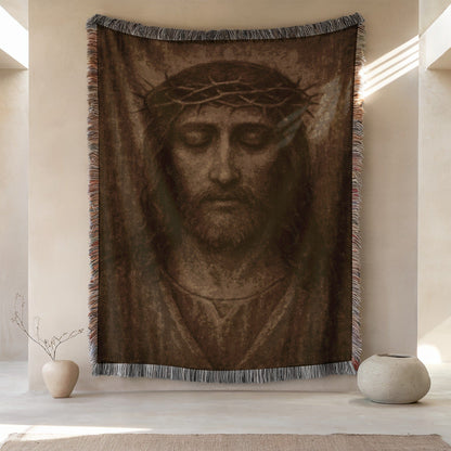 Jesus Christ Crown of Thorns Religious Decor Blanket