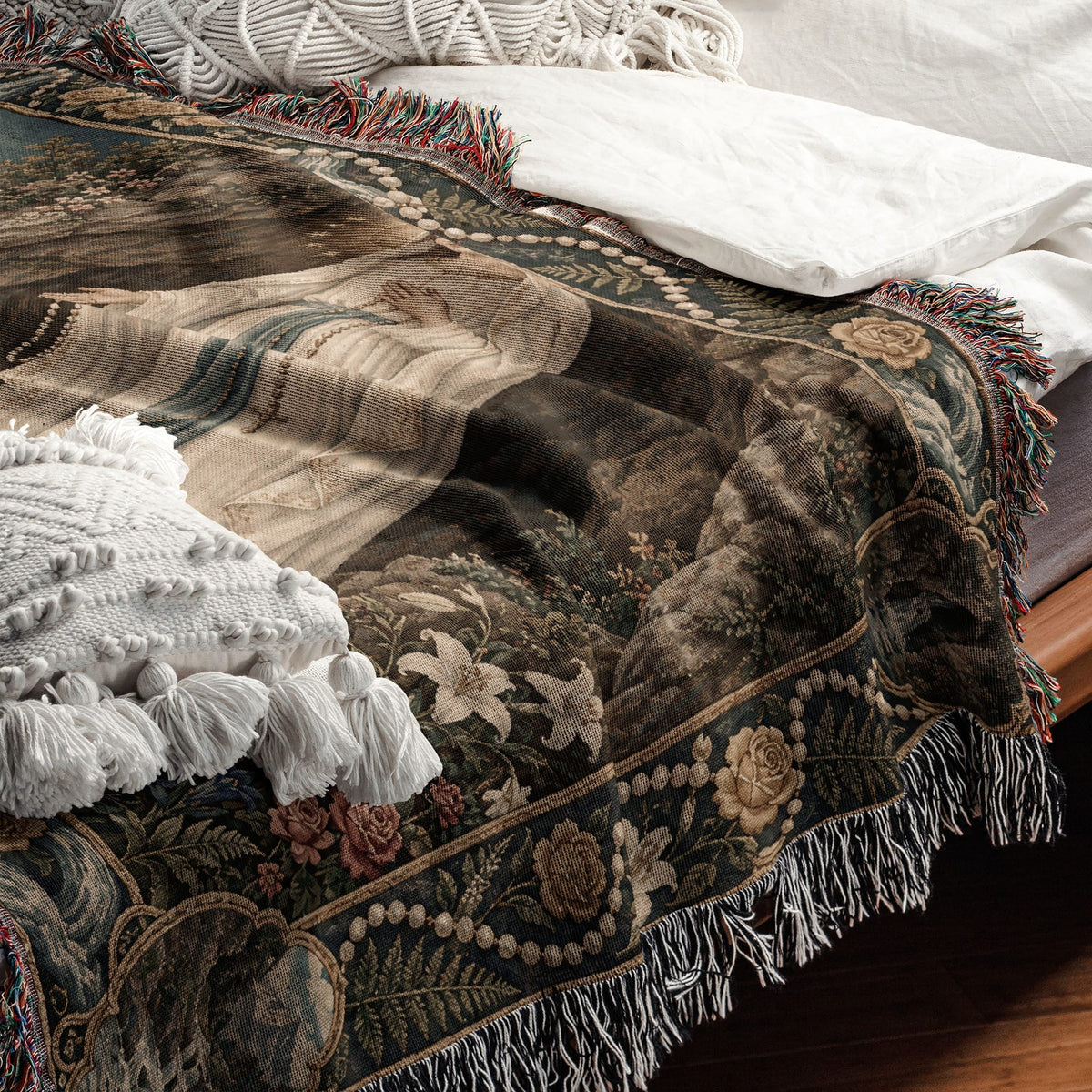 CalmNestStyle Our Lady of Lourdes at the Grotto jacquard woven blanket