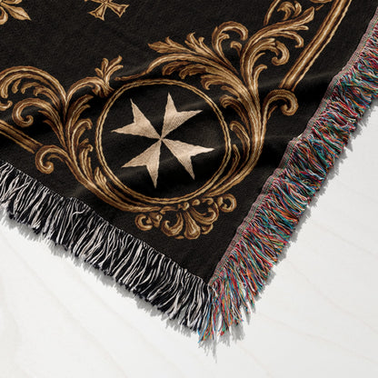 CalmNestStyle Order of Saint John Hospitallers Corner Cross Crest Woven Blanket jacquard woven blanket