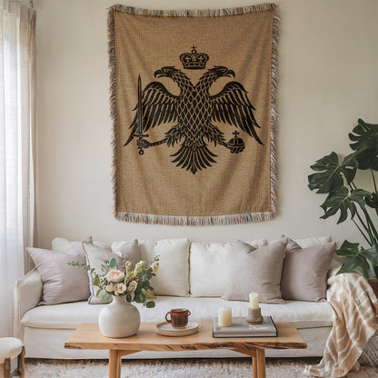Elegant Tapestry with Regal Double-Headed Eagle Design