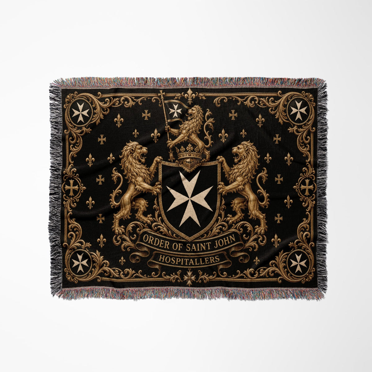 CalmNestStyle Order of Saint John Hospitallers Corner Cross Crest Woven Blanket jacquard woven blanket