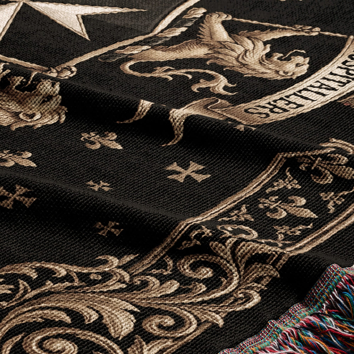 CalmNestStyle Order of Saint John Hospitallers Baroque Frame Crest Woven Blanket jacquard woven blanket