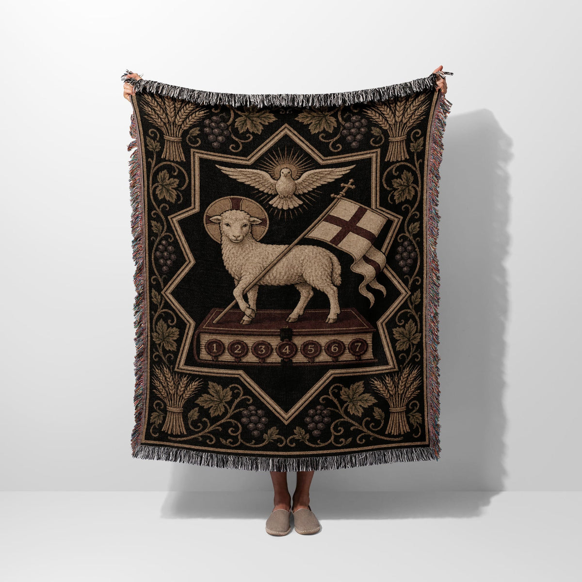 CalmNestStyle Agnus Dei Sacred Art Woven Blanket jacquard woven blanket