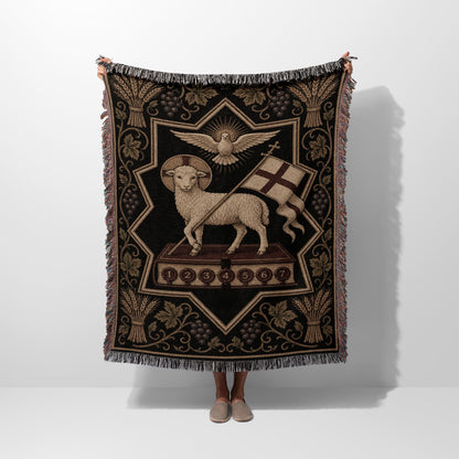 CalmNestStyle Agnus Dei Sacred Art Woven Blanket jacquard woven blanket